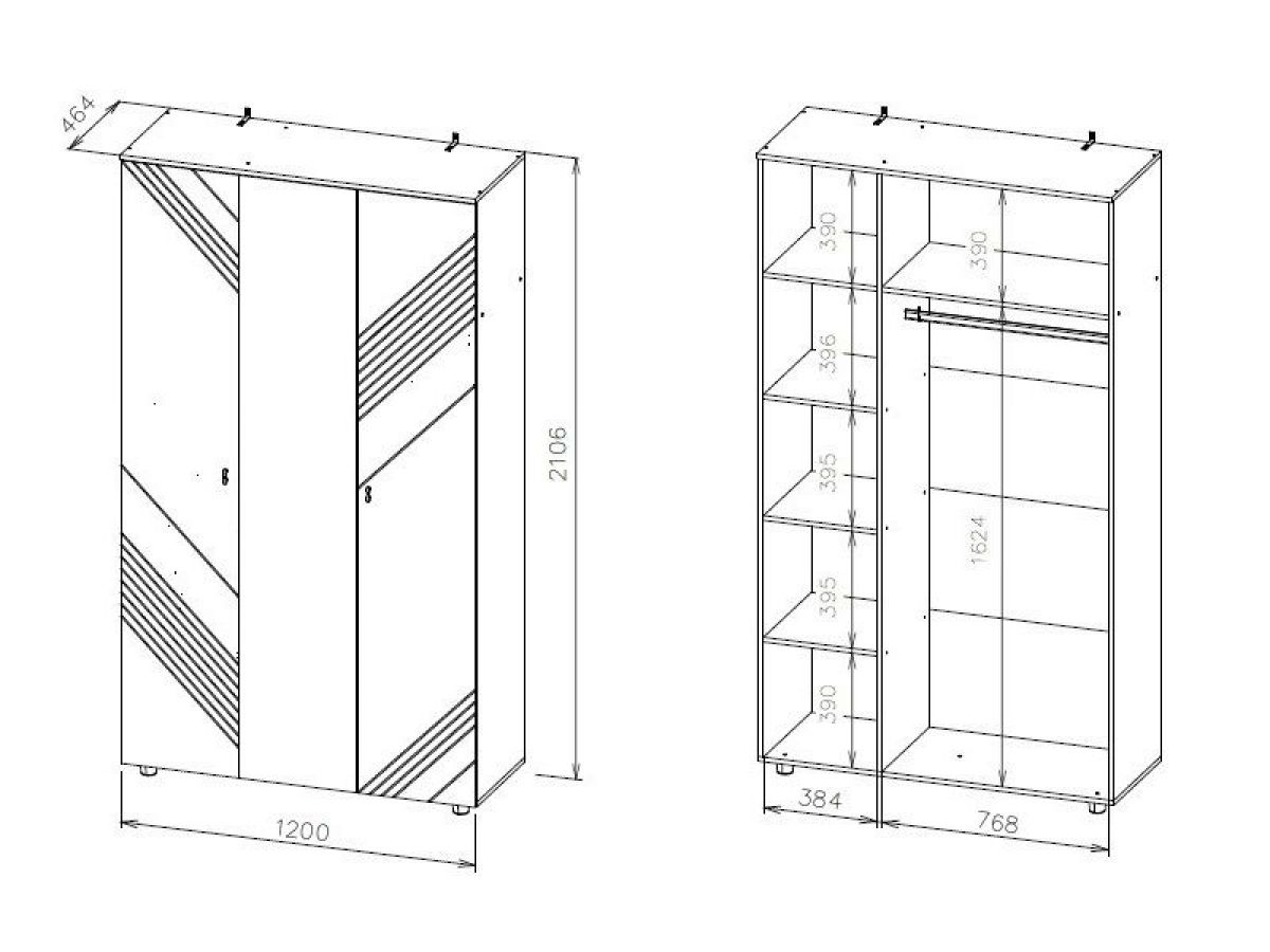 БАЙКАЛ Шкаф трехстворчатый (Графит/Дуб золотой) | фото 3