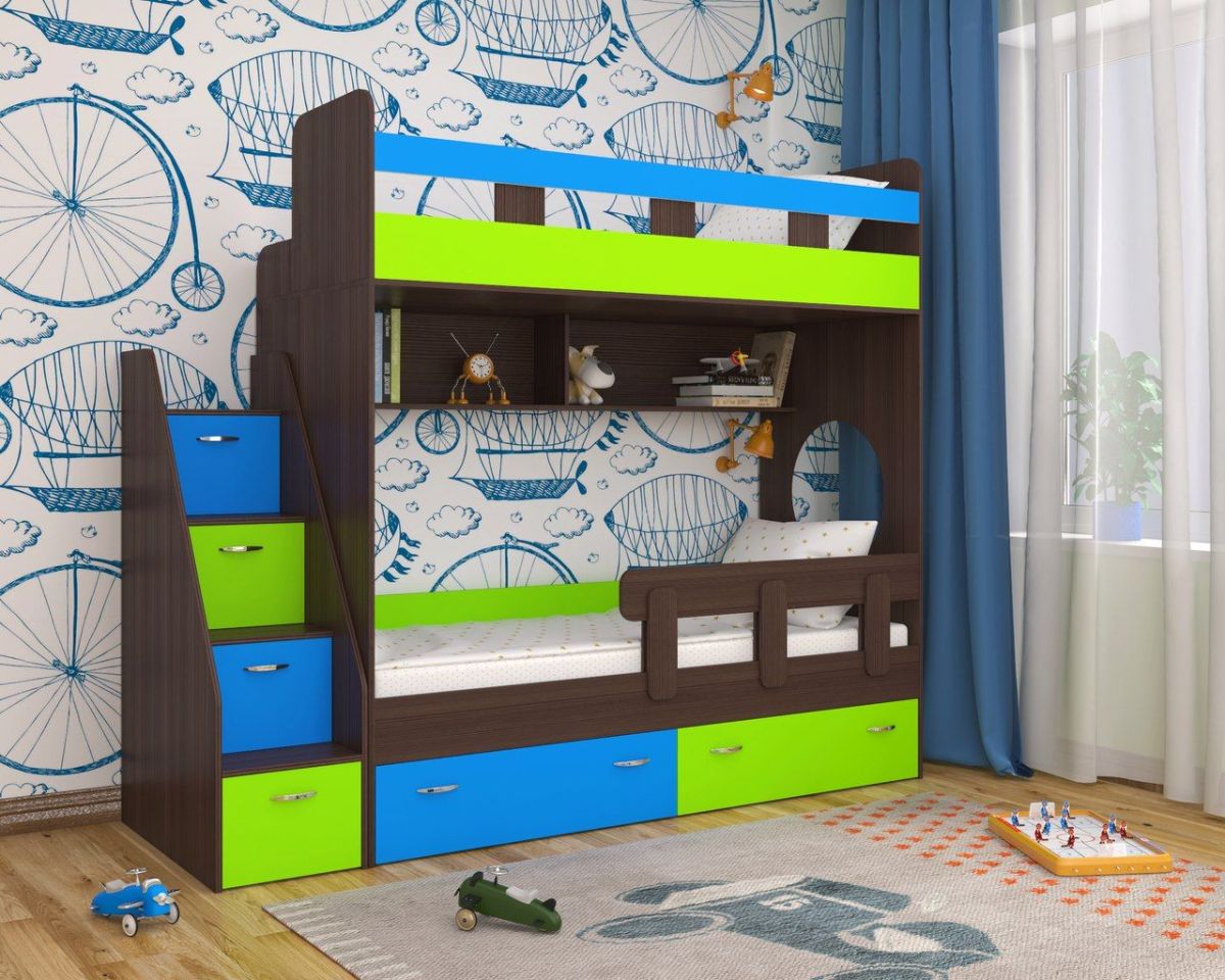 Кровать 2-х ярусная Юниор 1 без бортика (800*1900) Белое дерево, Анкор темный, Венге, Дуб сонома | фото 6