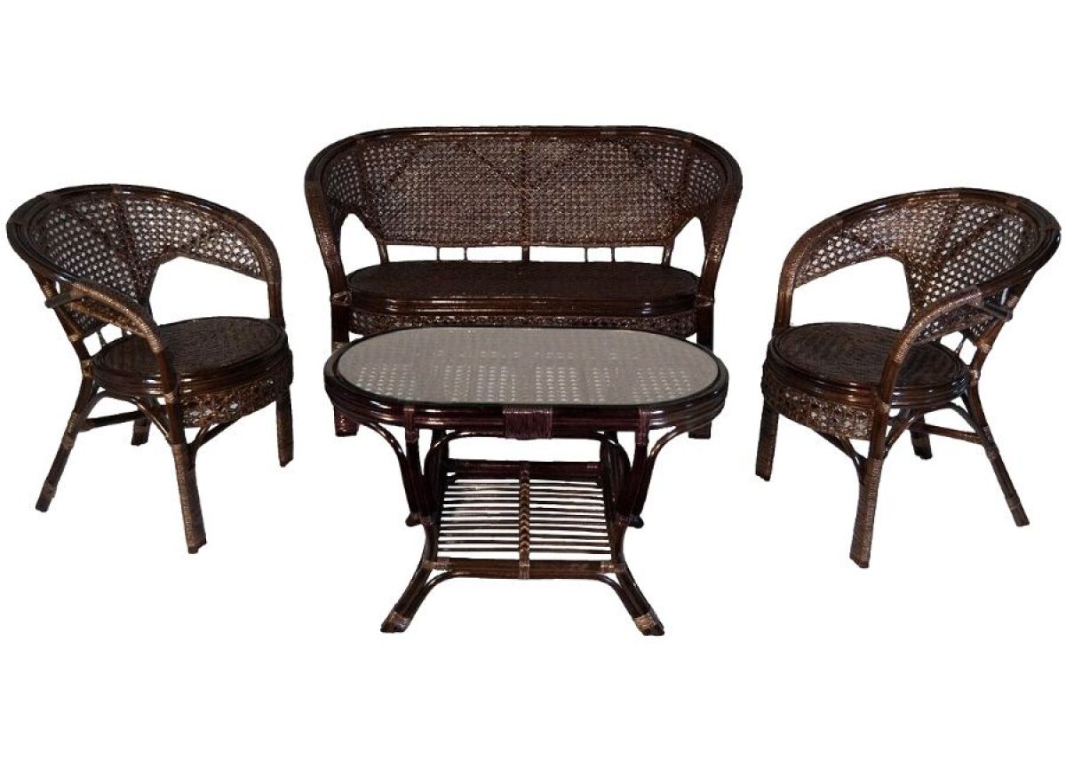 Комплект Пеланги 02/15 с 2-х местным диваном и овальным столом (Темно-коричневый) | фото 2