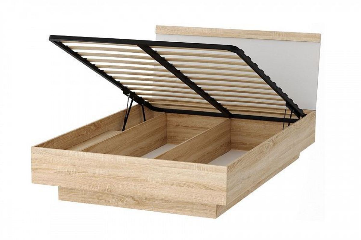 СОНАТА КРС-1400 Кровать с ПМ (дуб сонома/белый глянец) | фото 2