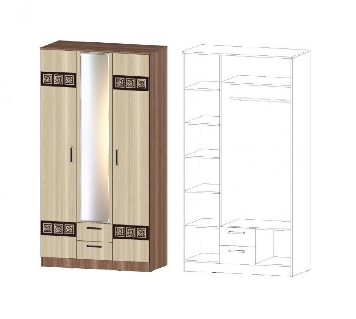 КОСТА-РИКА Спальный гарнитур (модульный) шимо светлый/шимо темный | фото 11